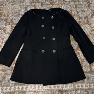 Acne Studios jodyann black boatneck double breasted button front blazer sz 36 /S